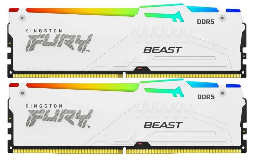 Изображение Оперативная память 2x32 GB DDR5 Kingston Fury Beast White RGB (48000 Мб/с, 6000 МГц, CL30)