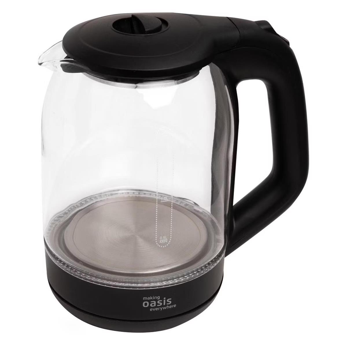 Изображение Электрический чайник Oasis K-9GВ (2000 Вт/1,8 л /стекло/прозрачный, черный)
