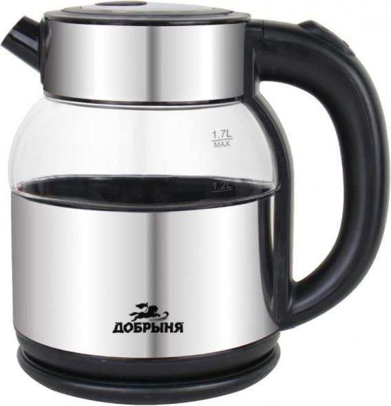 Изображение Электрический чайник Добрыня DO-1264 (1800 Вт/1,7 л //прозрачный, серебристый)