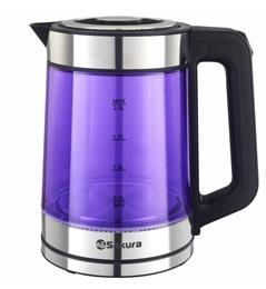 Изображение Электрический чайник Sakura SA-2746V (1800 Вт/2 л /стекло, металл, пластик/прозрачный, фиолетовый)