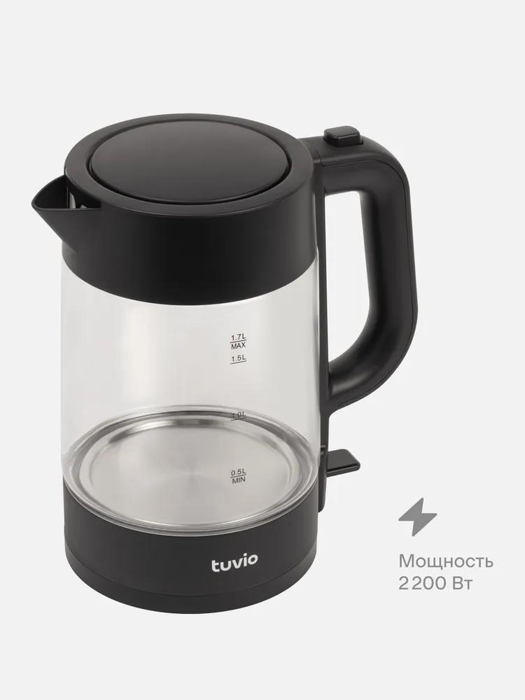 Изображение Электрический чайник Tuvio TKG0117 (2200 Вт/1,7 л /стекло, пластик/прозрачный, черный)