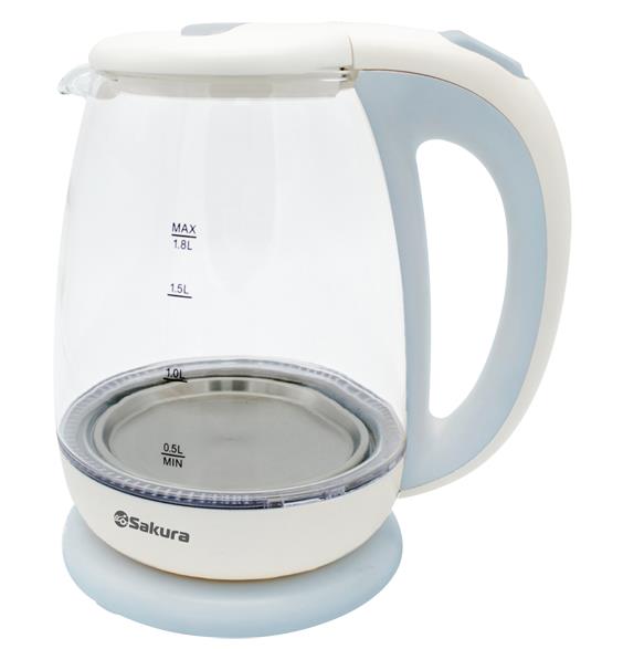 Изображение Электрический чайник Sakura SA-2723WG (1800 Вт/1,8 л /стекло/прозрачный, белый)