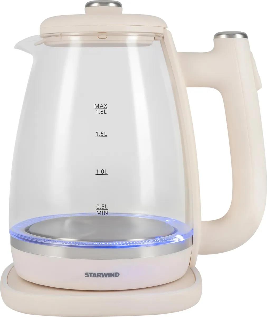 Изображение Электрический чайник STARWIND SKG4042 (1800 Вт/1,8 л /стекло/слоновая кость)