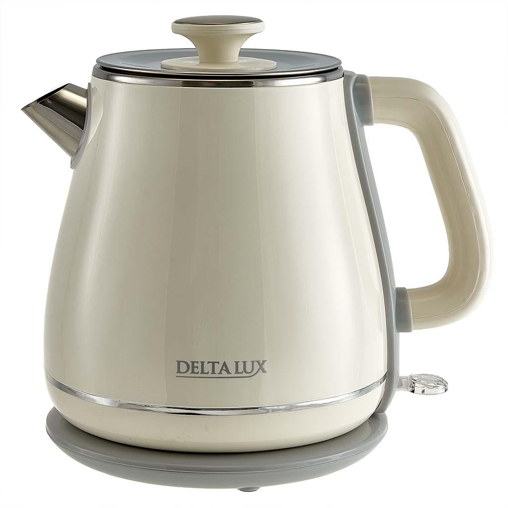 Изображение Электрический чайник DELTA LUX DE-1019 (2200 Вт/1,8 л /пластик, нержавеющая сталь/белый)