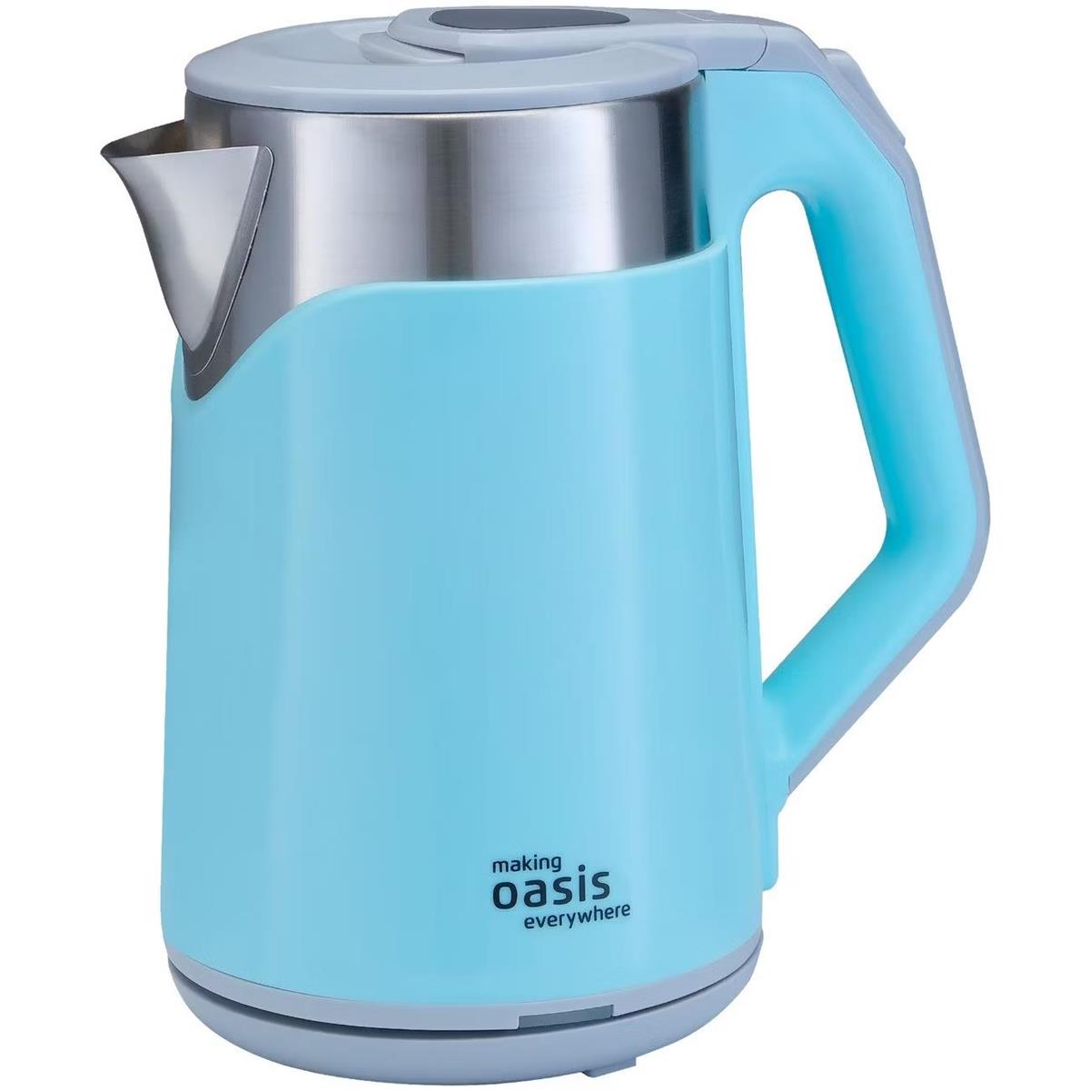 Изображение Электрический чайник Oasis K-21SPL (1800 Вт/2 л /пластик, нержавеющая сталь/голубой)