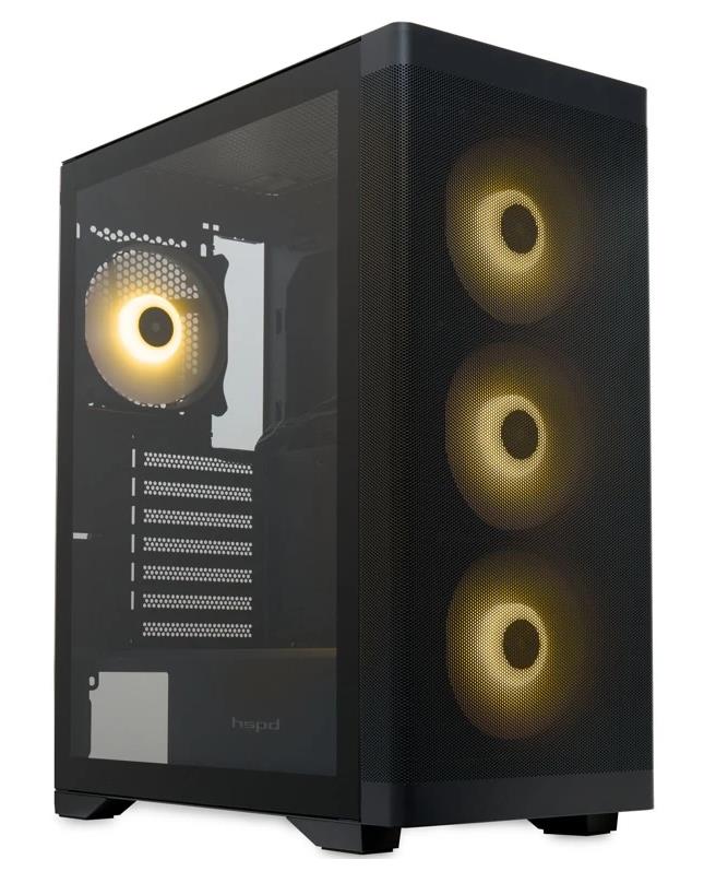 Изображение Корпус HSPD M520-TGBK-ARGB Black (mATX, ATX, Mini-ITX, черный, без БП)/(M520-TGBK-ARGB)