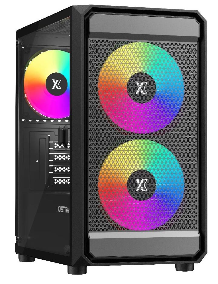 Изображение Корпус XASTRA A303M 3ARGB Black (mATX, Mini-ITX, черный, без БП)/(A303M-2FC14A-1FC12A-D)