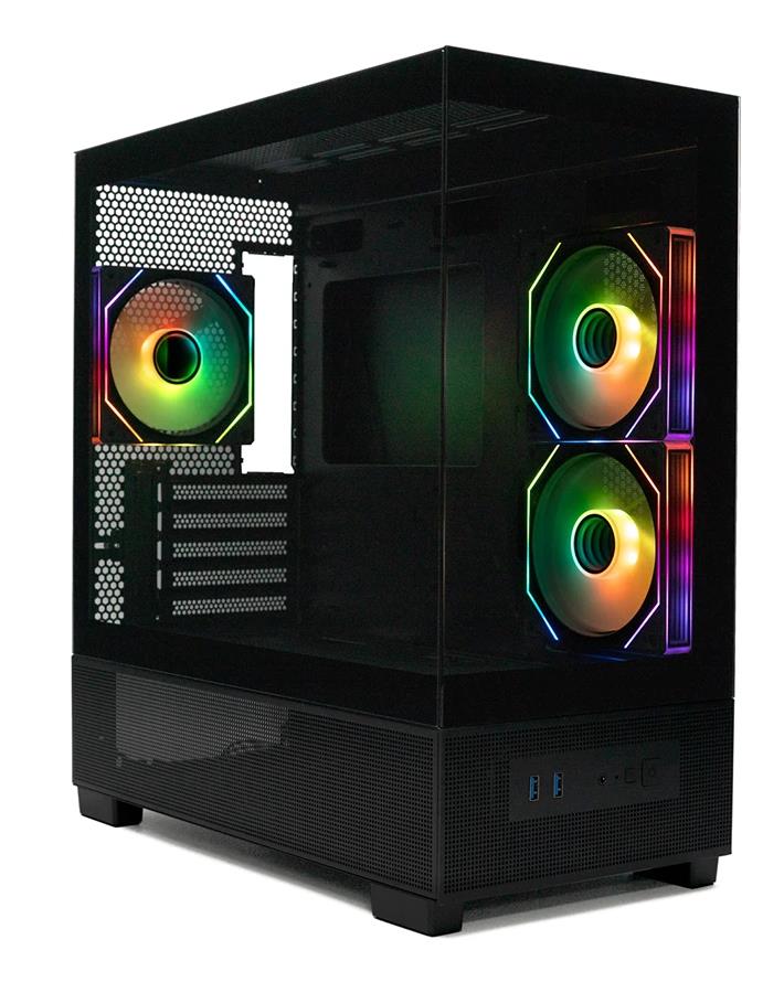 Изображение Корпус XASTRA Q500M 3ARGB-C10 Black (mATX, Mini-ITX, черный, без БП)/(Q500M-3FM12A-C10)