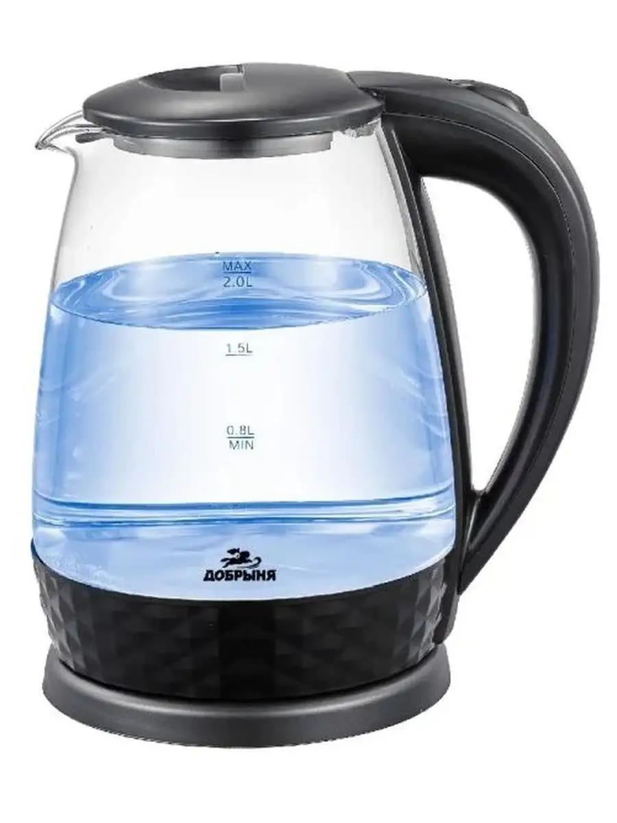 Изображение Электрический чайник Добрыня DO-1252 (1800 Вт/1,8 л /стекло/прозрачный, черный)