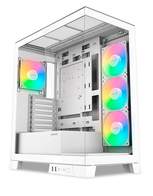 Изображение Корпус SAMA V50 White (mATX, ATX, Mini-ITX, белый, без БП)/(V50-WHADA4X1-GL)