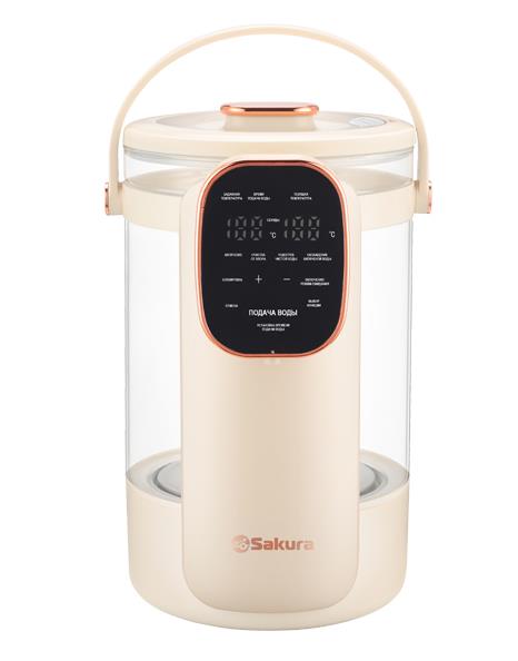 Изображение Термопот Sakura SA-1375W Premium 3л стекл LCD сенсор (3 л /1200 Вт /белый, прозрачный)