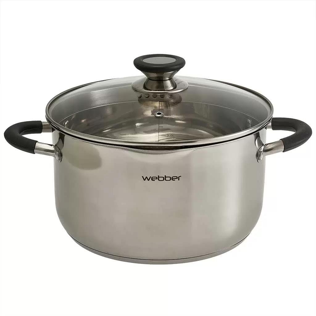 Изображение Кастрюля Webber BE-375/2 со стеклянной крышкой (d=24; 6,0 л) (4) (6 л )