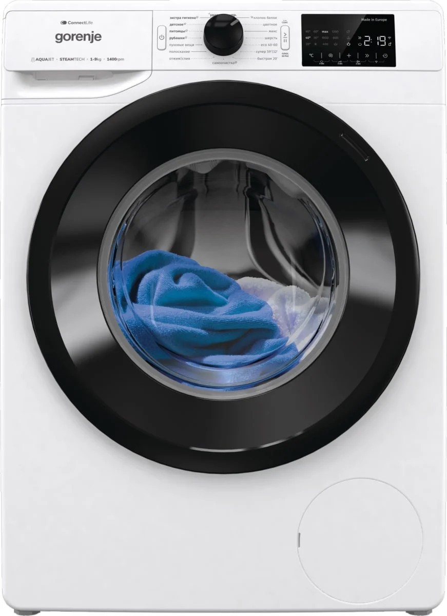Изображение Стиральная машина Gorenje WPNEI94A1SWIFI/C, белый (фронтальная, 9 кг, 1400 об/мин )