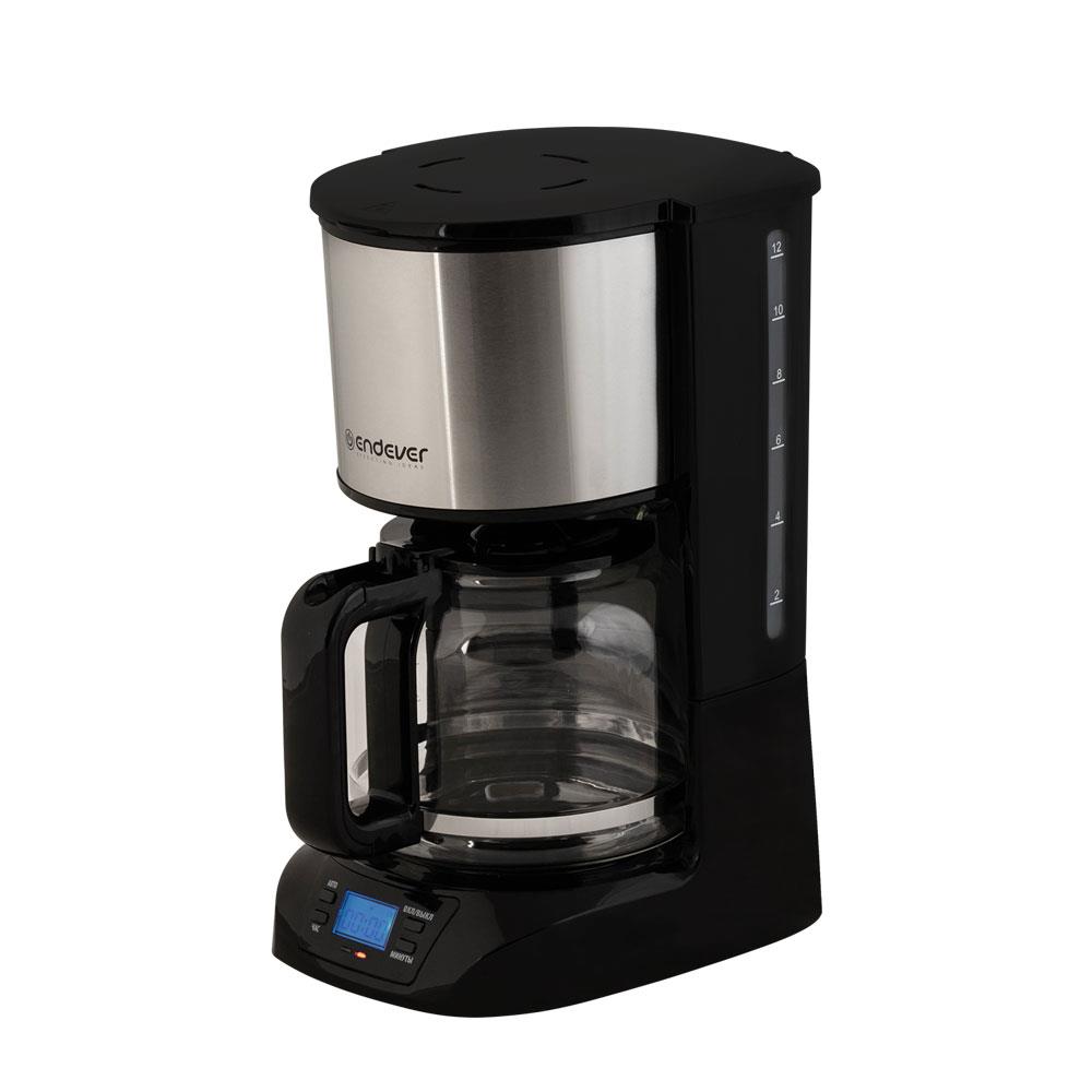Изображение Кофеварка Endever Costa-1044, мощность 800 Вт, цвет-стальной/черный, объем 1,5л, LCD дисплей, по 4 шт/уп (капельная/1,5 л /800 Вт )