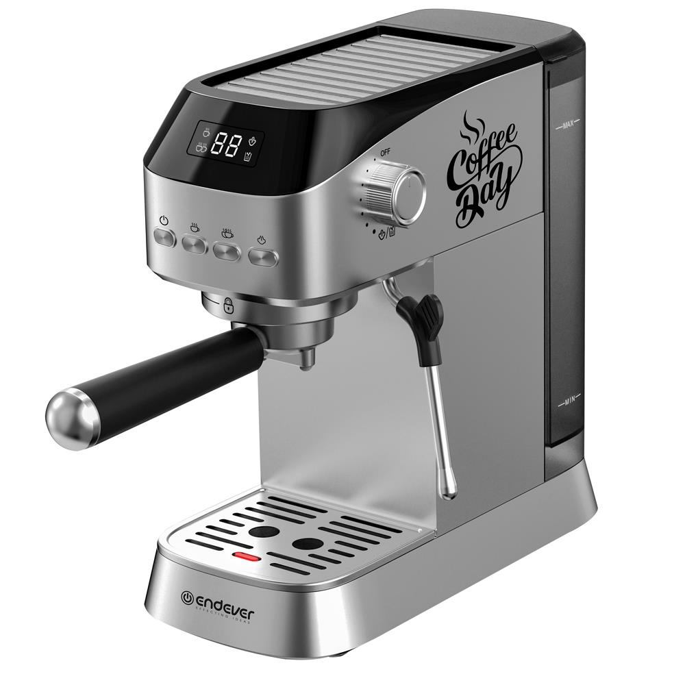 Изображение Кофеварка Endever Costa-1089, объем-1,2л, цвет стальной/черный, мощность 1350 Вт, давление 20 бар (рожковая/1,2 л /1350 Вт )