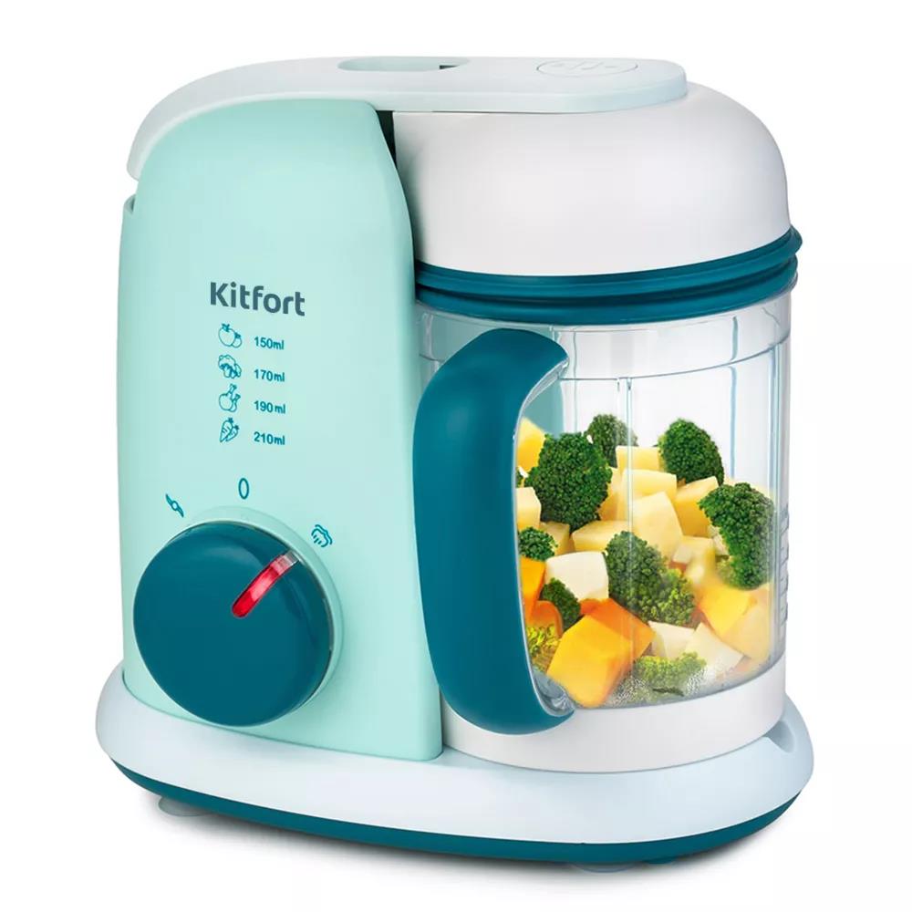 Изображение Блендер Kitfort Блендер-пароварка KT-2305 (стационарный/400 Вт/голубой, белый)
