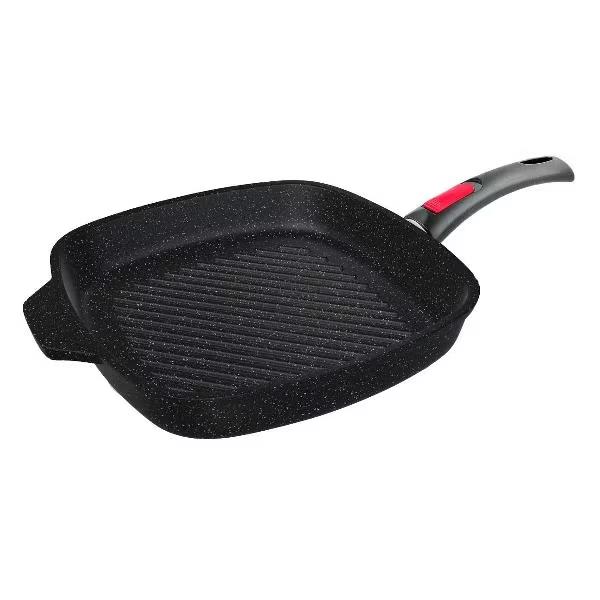 Изображение Сковорода-гриль НЕВА МЕТАЛЛ ПОСУДА L184028Gi литая Индукция Гранит с/р (28 см )