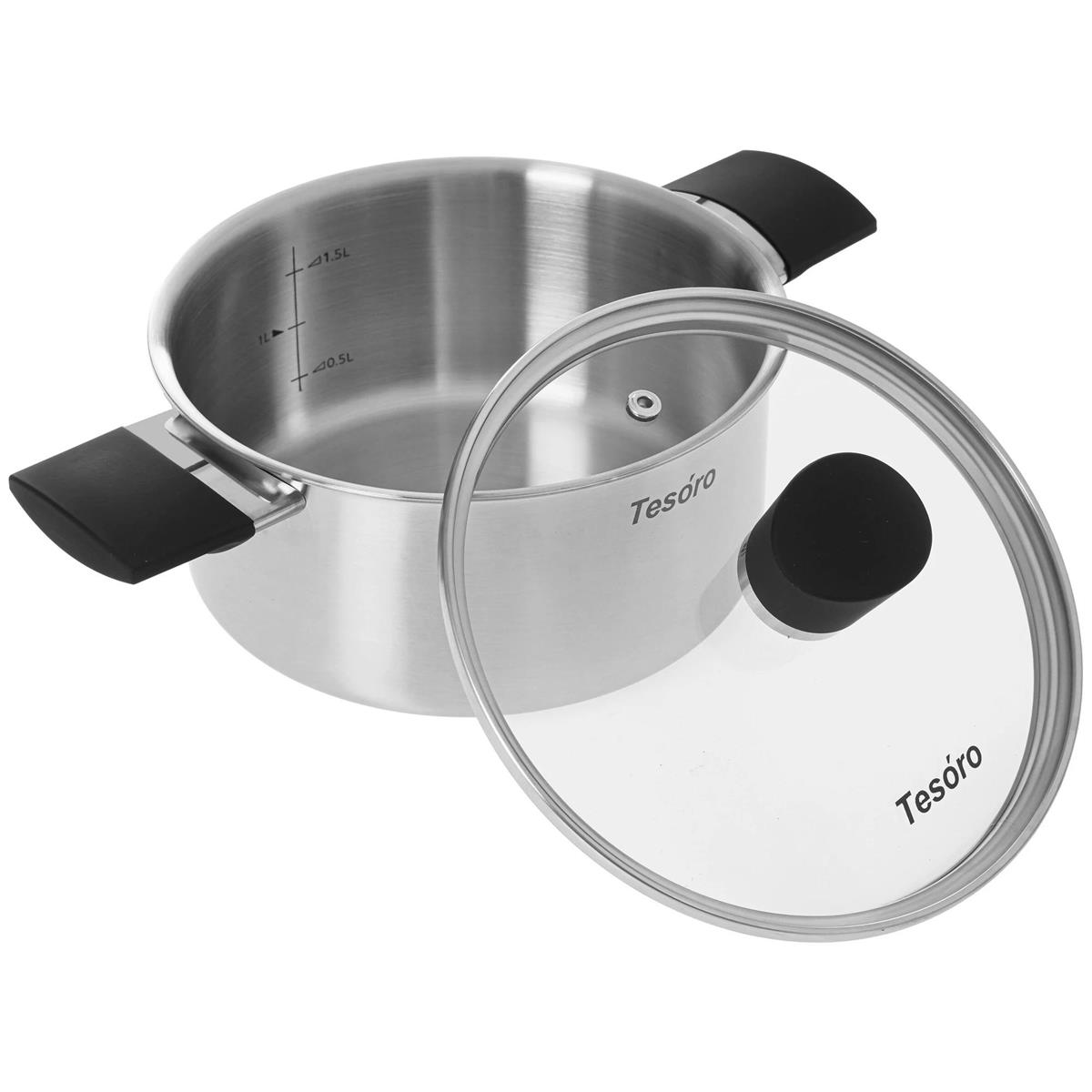 Изображение Кастрюля Tesoro Siena КС421 2,1 л (нерж. Сталь + стекл крышка)  (2,1 л )