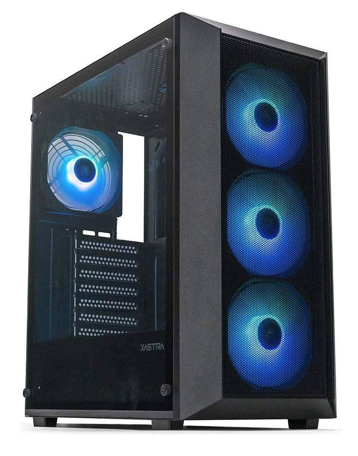 Изображение Корпус XASTRA A406 4ARGB Black (mATX, ATX, Mini-ITX, черный, без БП)/(A406-4FC12A)