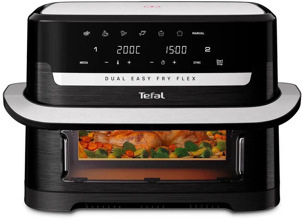 Изображение Аэрогриль Tefal Dual Easy Fry Flex EY9228E0 черный/серебристый (2700 Вт /9 л )