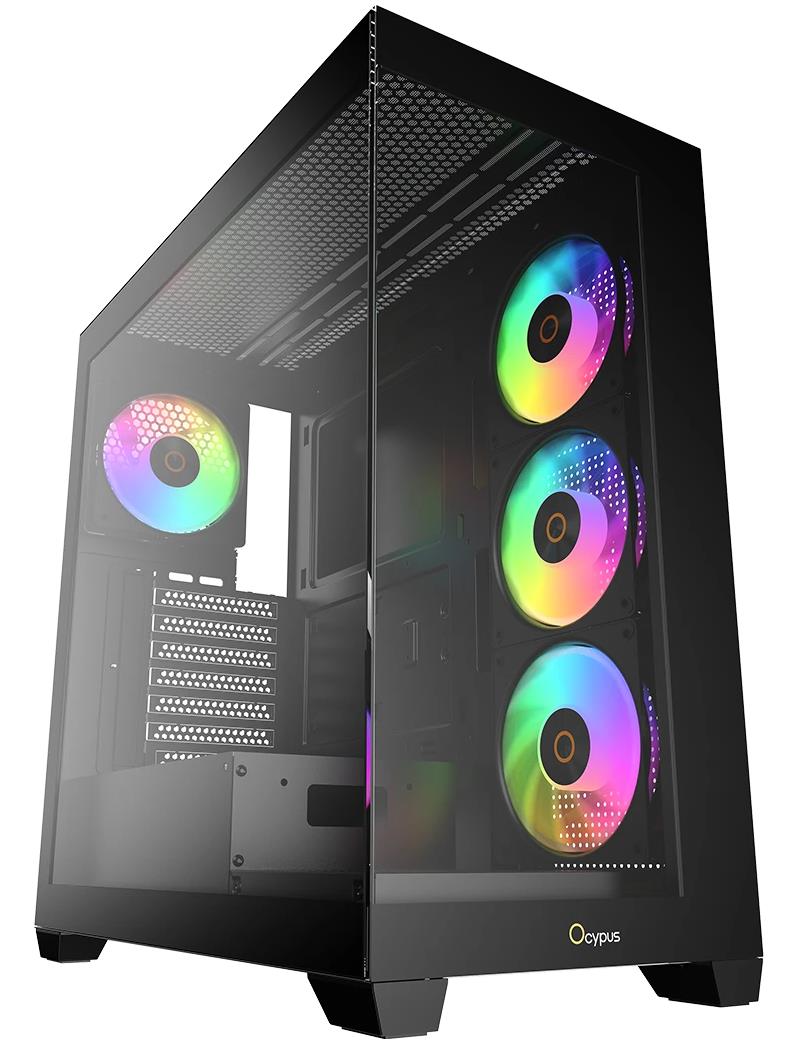 Изображение Корпус Ocypus Gamma C72 BK ARGB (mATX, ATX, Mini-ITX, черный, без БП)/(Gamma-C72-BKD400XX-GL)