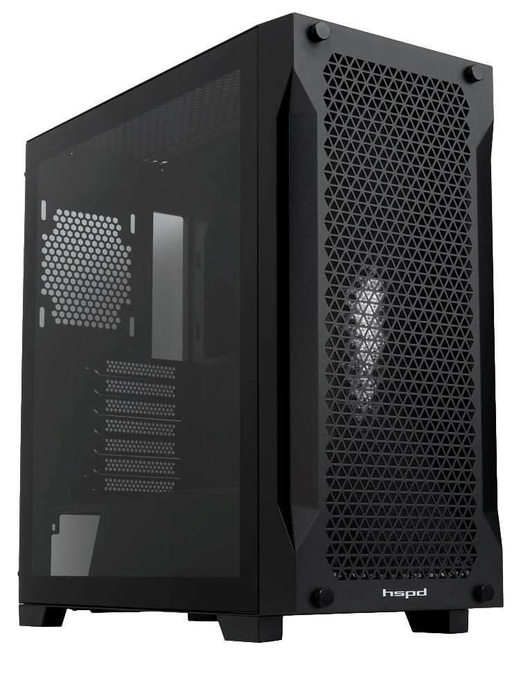 Изображение Корпус HSPD M541-TGBK Black (mATX, ATX, Mini-ITX, черный, без БП)/(M541-TGBK)