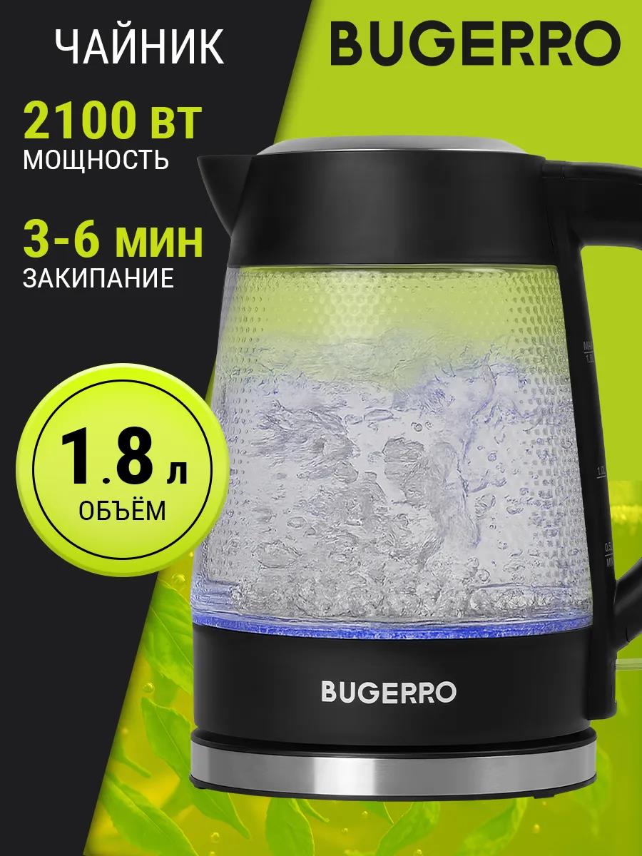 Изображение Электрический чайник BUGERRO BG-5607 (2100 Вт/1,8 л /стекло, пластик/прозрачный, черный)