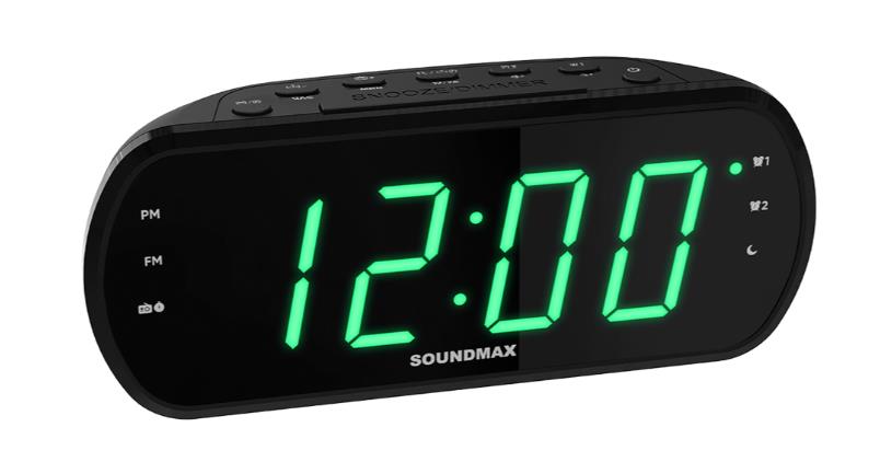 Изображение Радиобудильник SoundMAX SM-1562U(черный с зеленым)