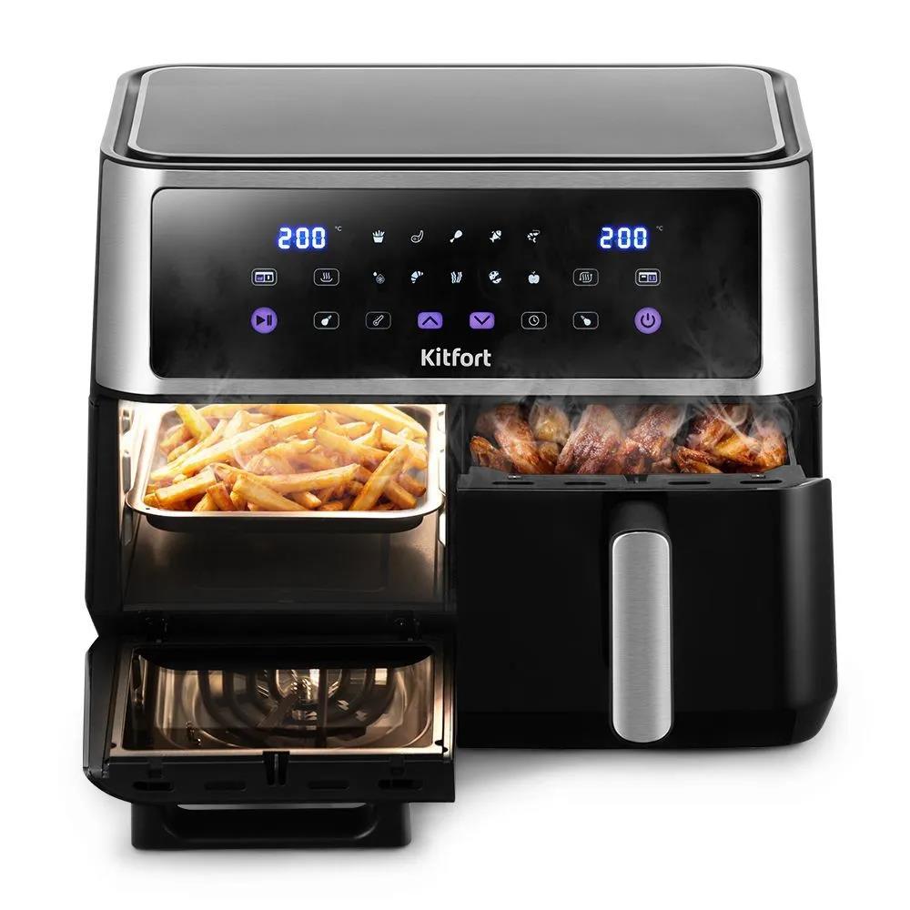 Изображение Аэрогриль Kitfort КТ-2256 2850Вт черный/серебристый (2850 Вт /5 л )