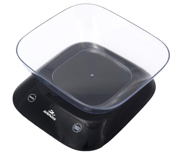 Изображение Весы кухонные Добрыня DO-3022 с чашей, 7кг. черные x24 (черный)