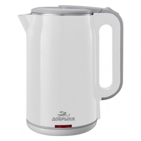 Изображение Электрический чайник Добрыня DO-1268W (1800 Вт/1,8 л /пластик, нержавеющая сталь/белый)