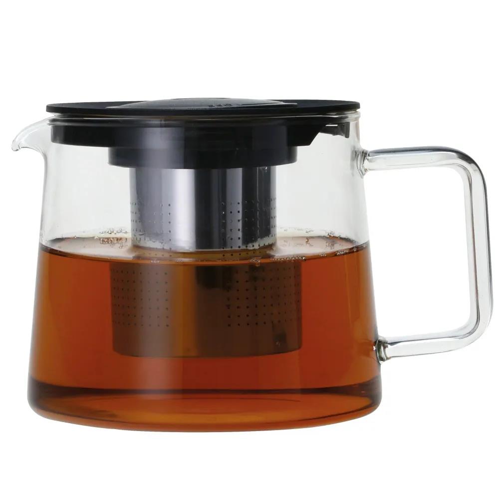 Изображение Чайник заварочный Mallony Skandi, из боросиликатного стекла, с прямоугольной ручкой (910124) (черный, прозрачный/0,6 л )