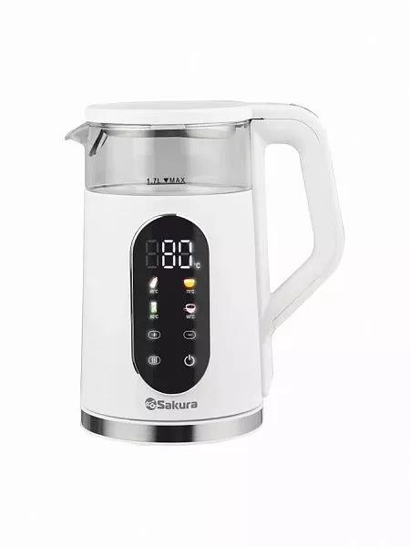 Изображение Электрический чайник Sakura SA-2749DW (2200 Вт/1,7 л /стекло, металл, пластик/белый)