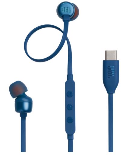 Изображение Наушники JBL Tune 310C, внутриканальные, микрофон синий