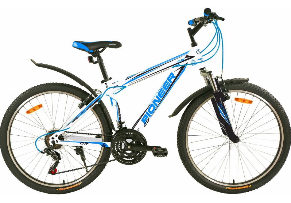 Изображение Велосипед Pioneer City 26 (белый, черный, синий/26 "/16.0 ")-2022 года