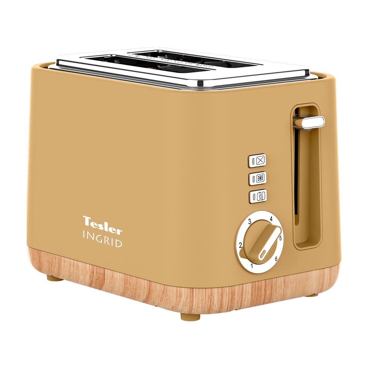 Изображение Тостер Tesler INGRID TT-244 OCHRE YELLOW (815 Вт  оранжевый)