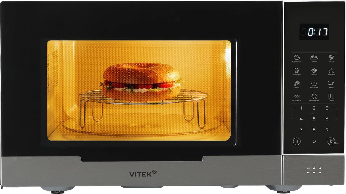 Изображение Микроволновая печь VITEK VT-MW2223 (800 Вт  23 л  Гриль  черный, белый)