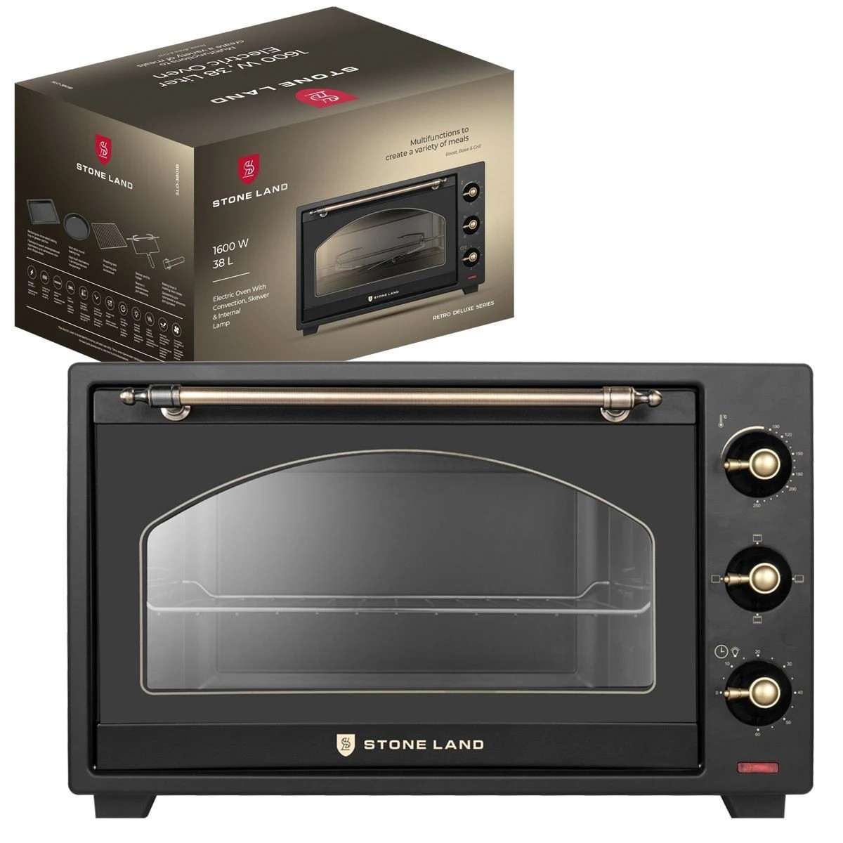 Изображение Электропечь STONELAND SLO-3801B (38 л /1600 Вт /черный)