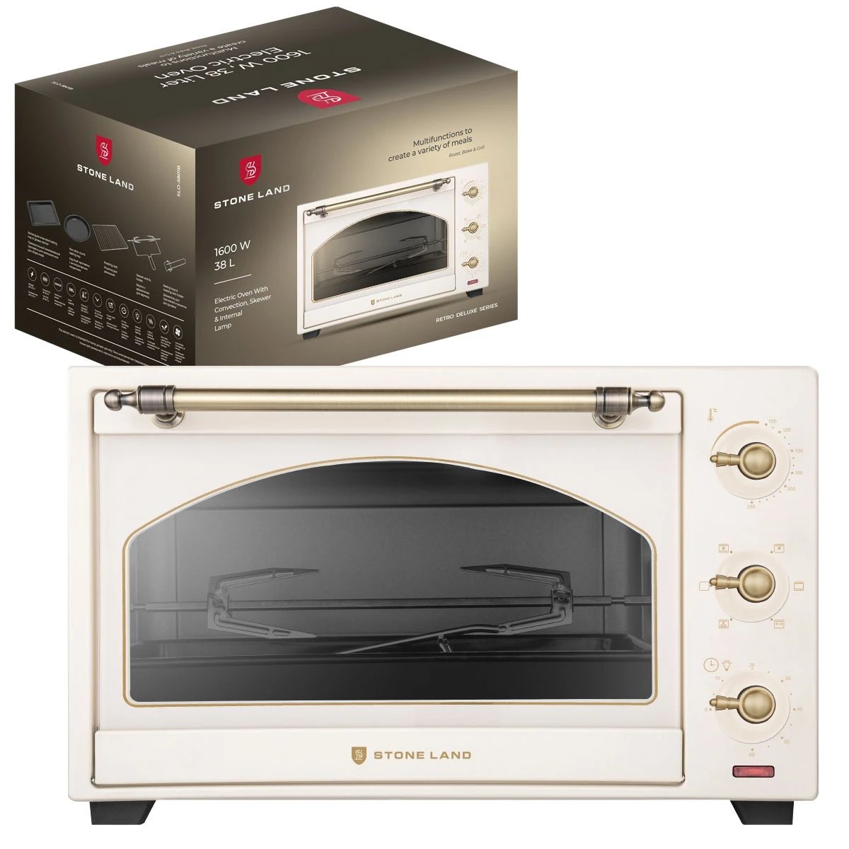 Изображение Электропечь STONELAND SLO-3801C (38 л /1600 Вт /кремовый)