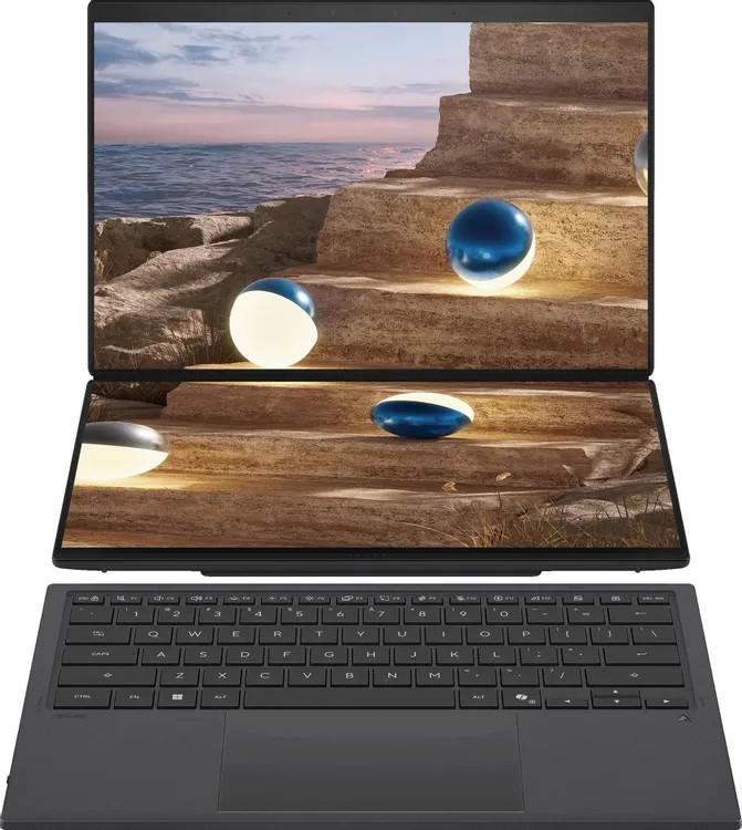 Изображение Ноутбук Asus ZenBook Duo UX8407AA-SN426X (Intel 358H 1900 МГц/ SSD 1024 ГБ  /RAM 32 ГБ/ 14" 2880x1800/VGA встроенная/ Windows 11 Pro) (90NB16V1-M00P90)