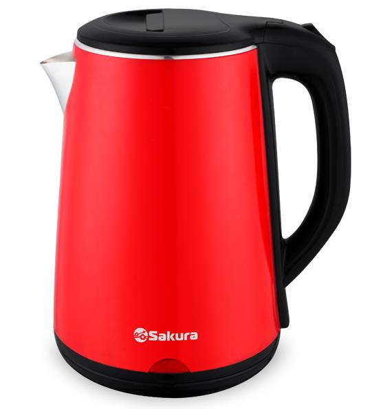 Изображение Электрический чайник Sakura SA-2150BR (1800 Вт/2,2 л /пластик, нержавеющая сталь/красный, черный)