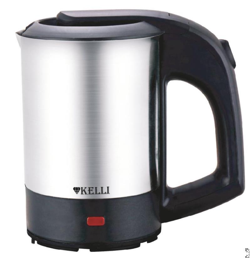 Изображение Электрический чайник Kelli KL-1814 (1000 Вт/0,5 л /нержавеющая сталь/черный, серебристый)